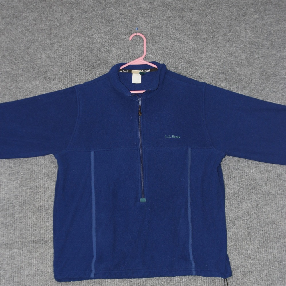 LL Bean Freeport Maine Pullover Mens L Blue Fleece Quarter Zip Outdoor Layering